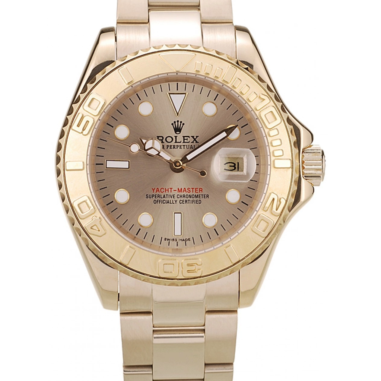 Rolex aaa copy Rolex 98232 Gold Bezel Master Dial Yacht Gold 0814